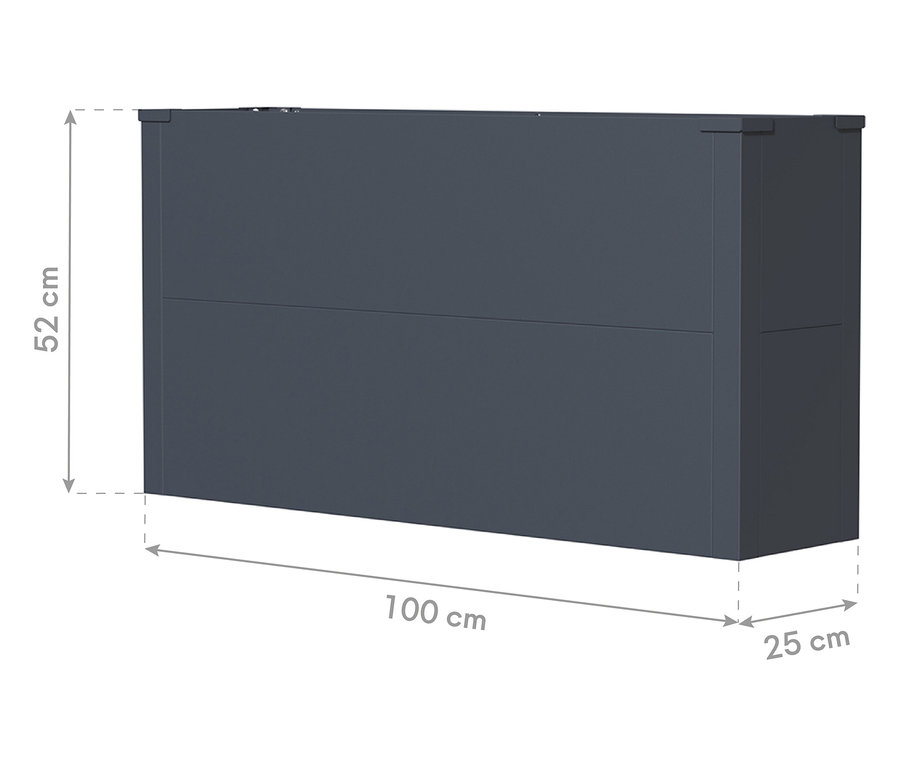 Anthrazitfarbener Pflanzkasten mit Einlegeboden, Höhe ca. 52cm.