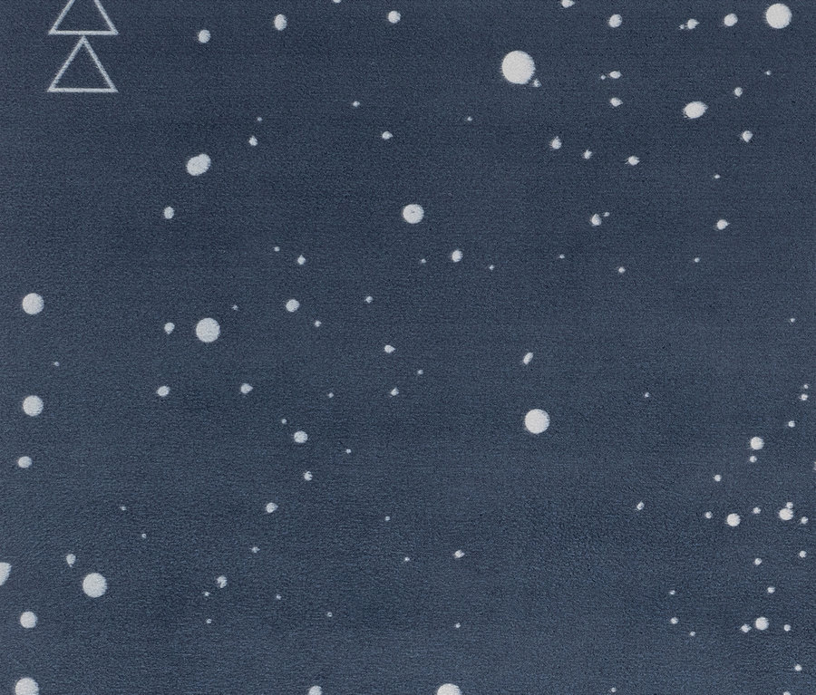 Dunkelblaue Oberfläche mit weißen Punkten und zwei Dreiecken in der linken oberen Ecke.