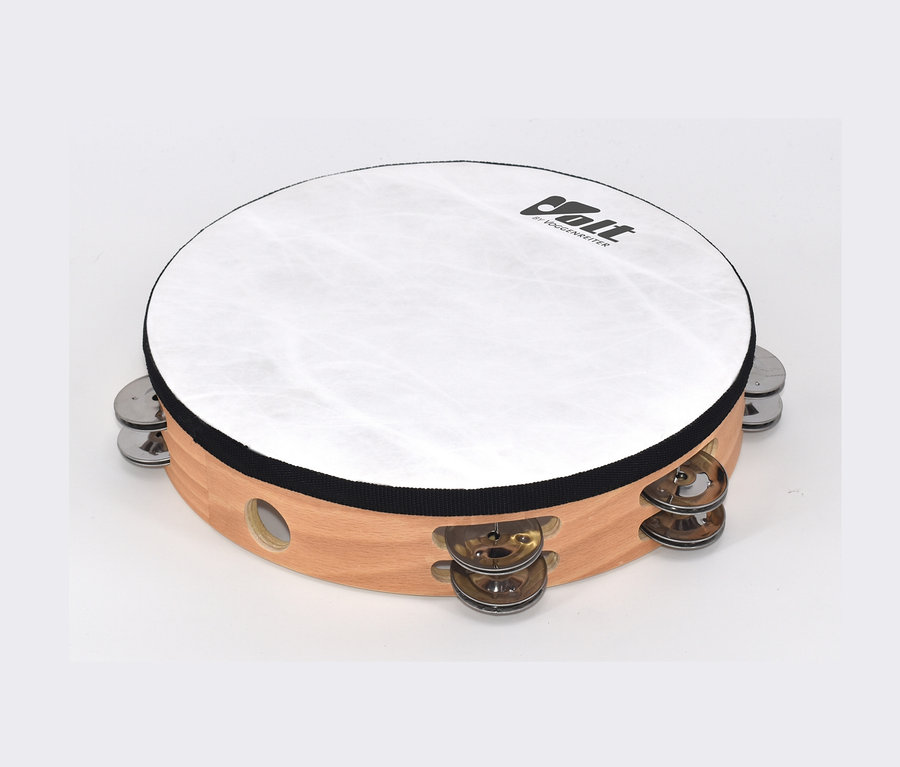 Voggenreiter-VOLT-Familien-Trommel-Set mit weißem Fell und Holzrahmen.
