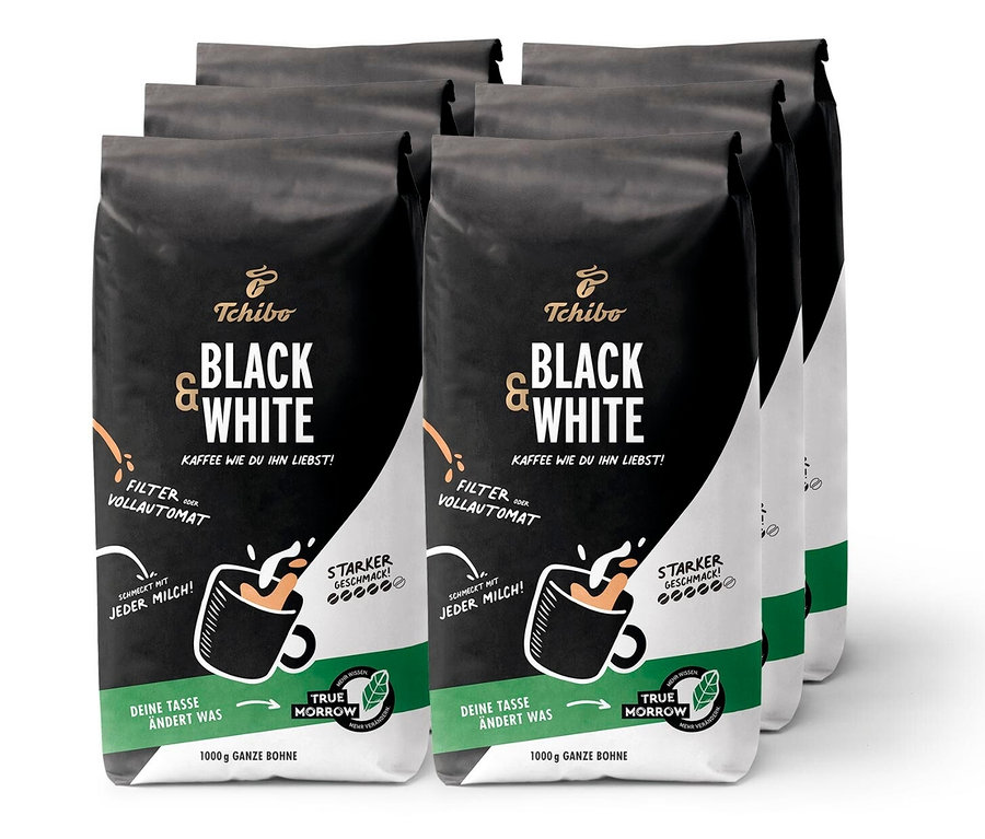 BLACK & WHITE - 6 x 1 kg Ganze Bohne