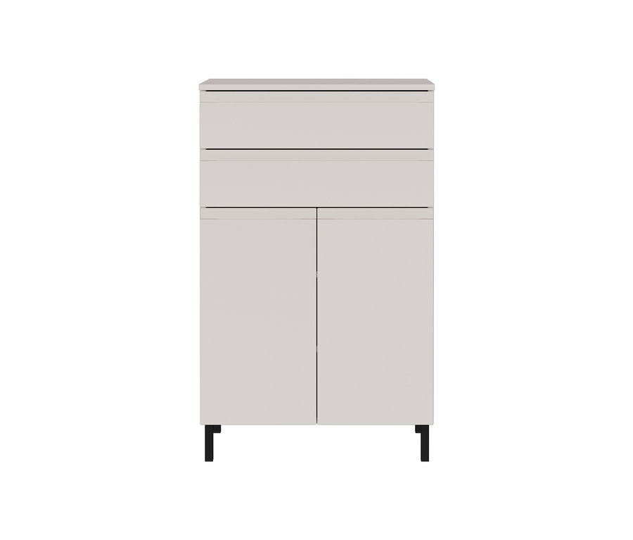 Eine Kommode »Salinas« in Kaschmir mit zwei Schubladen und Türen.