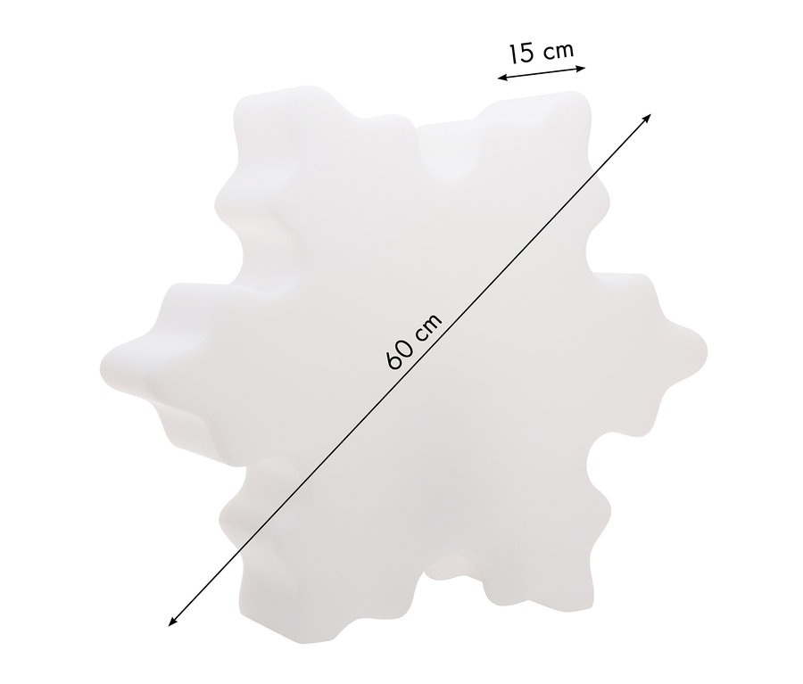 Schema einer weißen 60 cm 8 seasons design LED-Schneeflocke.