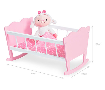 Rosa Pinolino Puppenwiege »Jasmin«, 4-teilig mit Plüschtier.