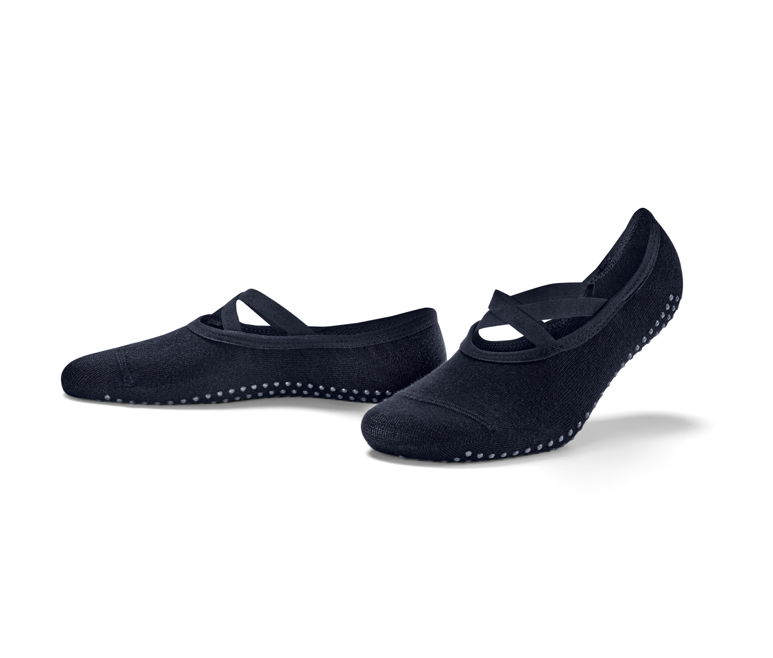 Zwei Paar blaue Yoga-Füßlinge.