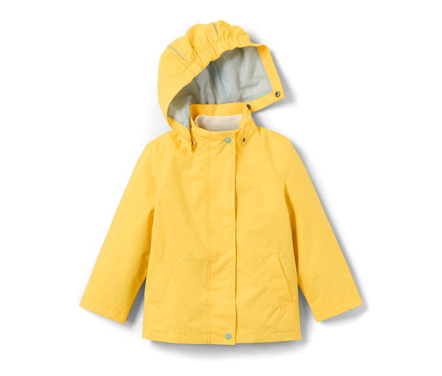 Gelbe 3-in-1-Kinder-Outdoorjacke mit Kapuze.