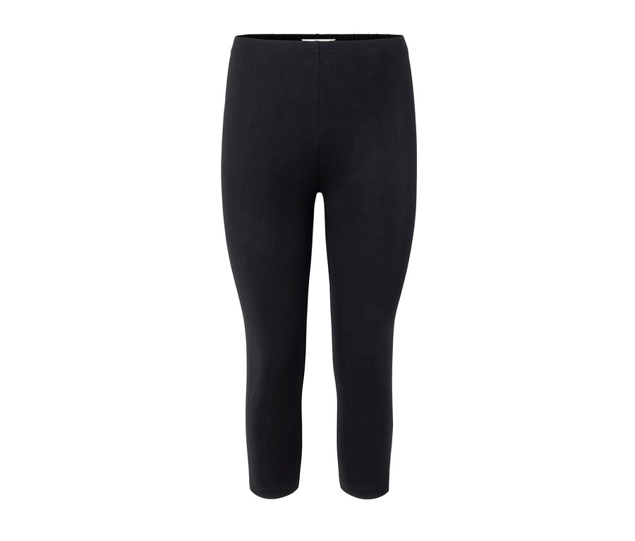 Schwarze 3/4-Leggings mit Detail.