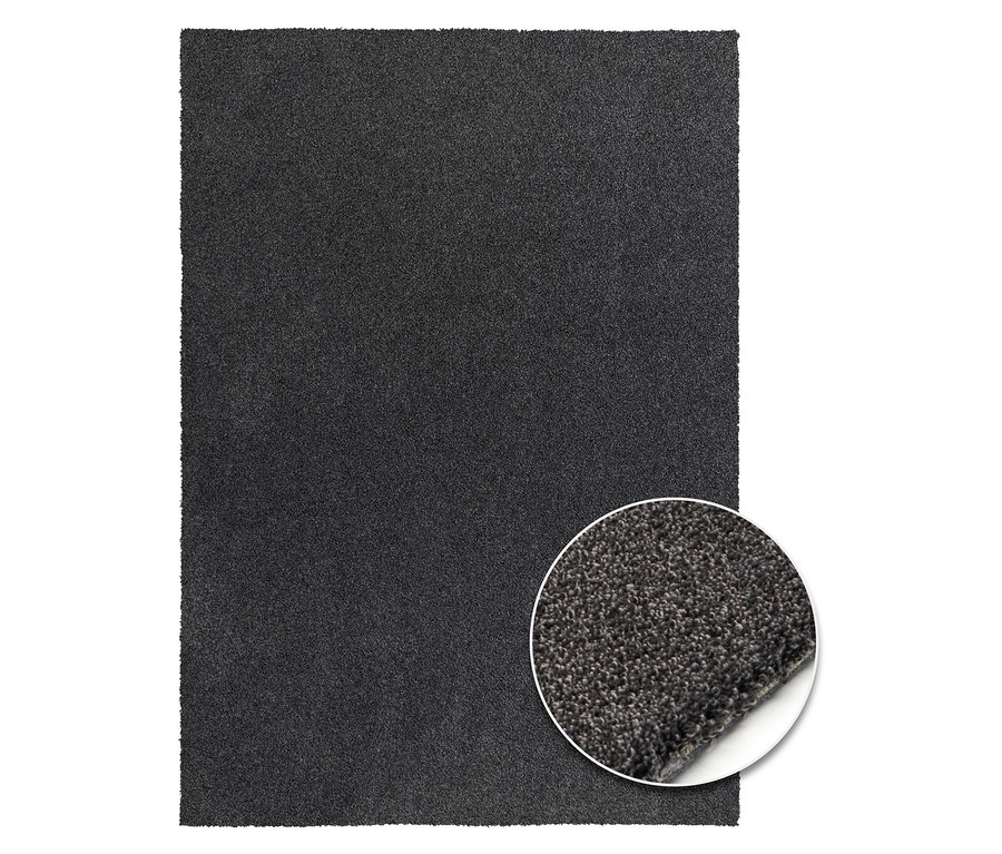 Nahaufnahme eines anthrazitfarbenen Teppichs »Jane«.