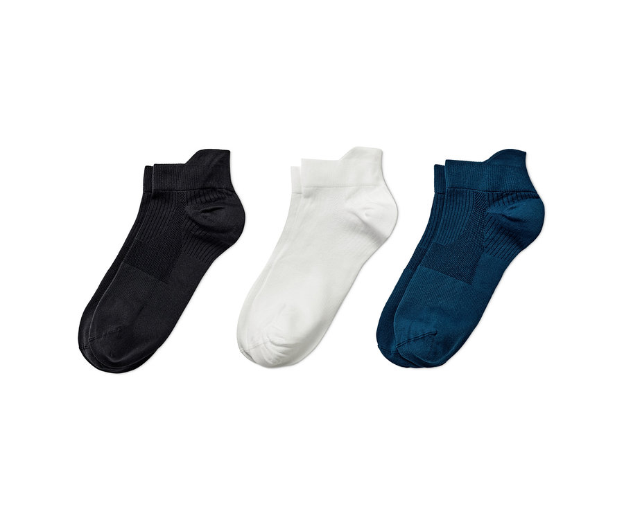 Schwarze, weiße und anthrazitfarbene Profi-Laufsocken.