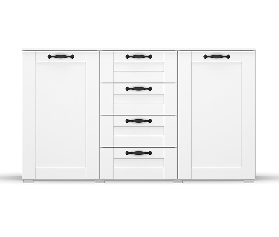 Weiße rauch Kommode »Cottage« mit vier Schubladen und zwei Schränken.