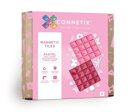Packung Connetix Magnetspielzeug Basisplatten, pastell. Zwei Platten enthalten.
