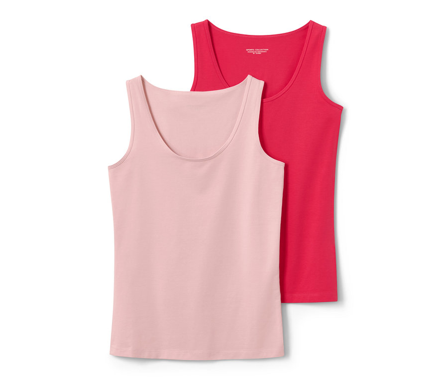 Zwei roséfarbene und pinke Tops liegen übereinander.