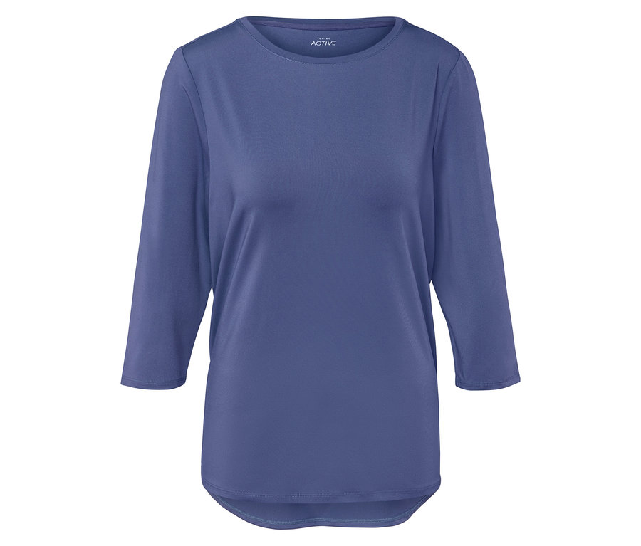 Blaues 3/4-Arm-Shirt.