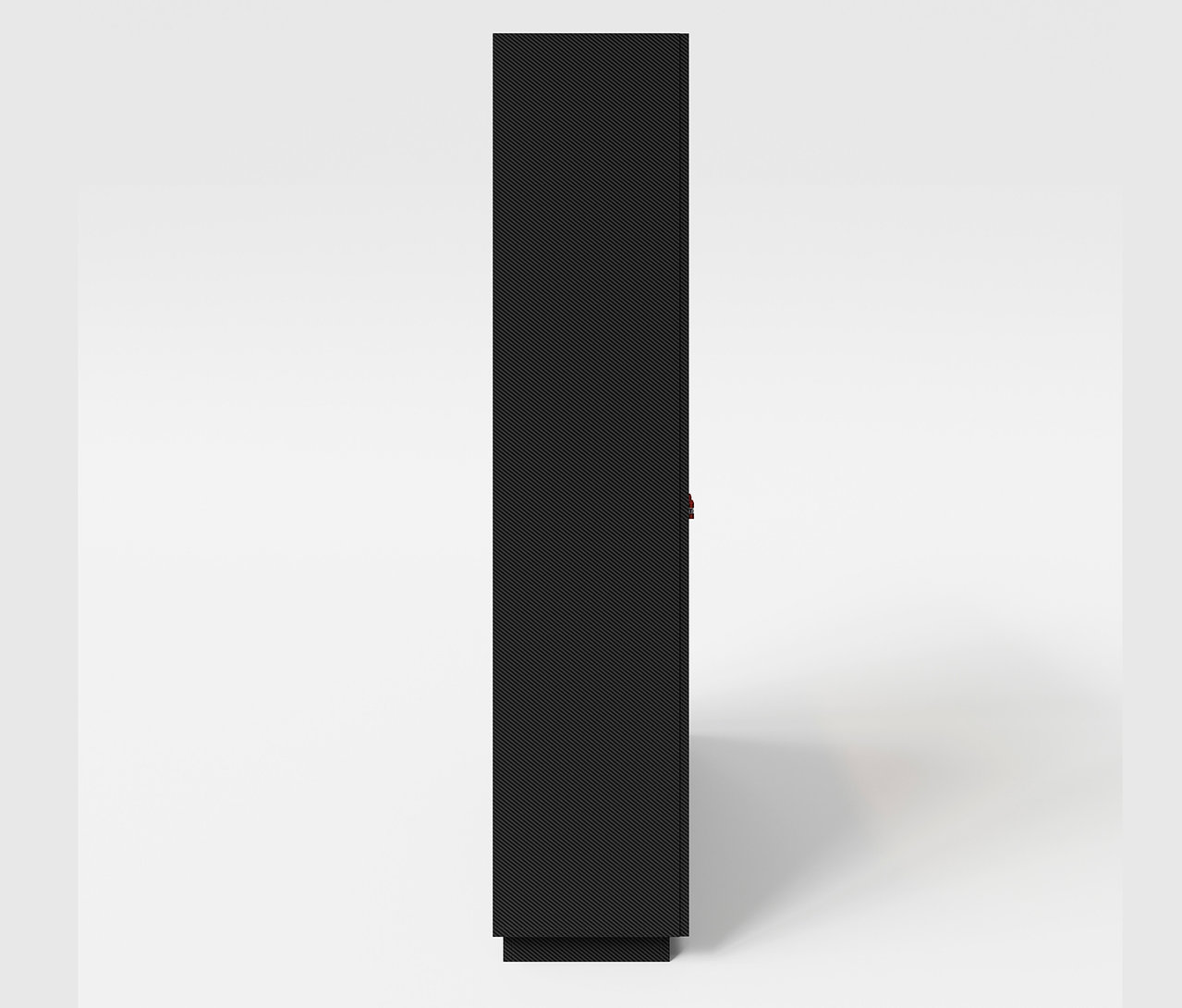 Schwarzer roba Minecraft Schrank steht vor einem weißen Hintergrund.