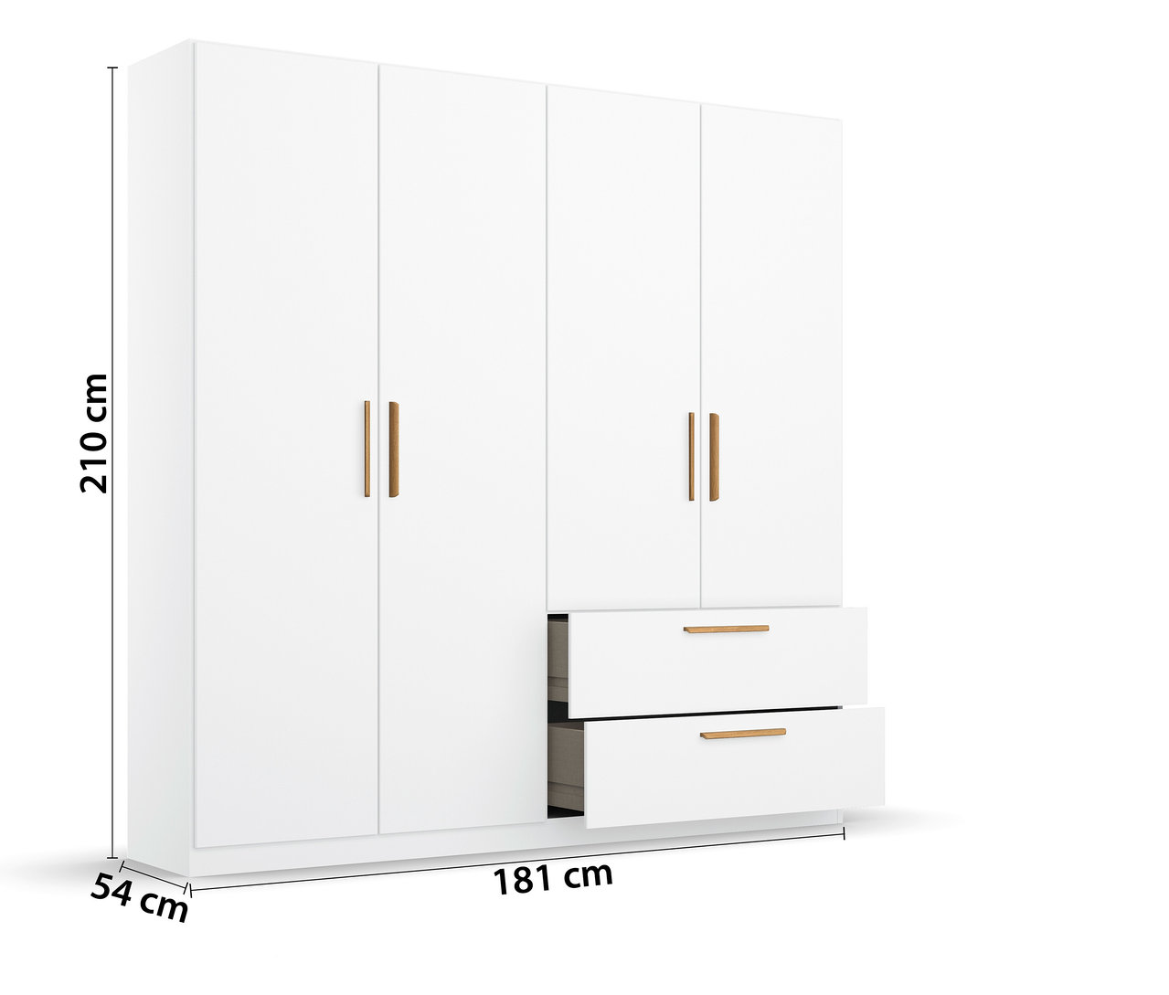 Weißes rauch Schlafzimmer-Set »Skandi« mit Bett, Nachttisch, Kleiderschrank und Kommode.