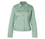 Hellgrüne Jeansjacke mit silbernen Knöpfen.