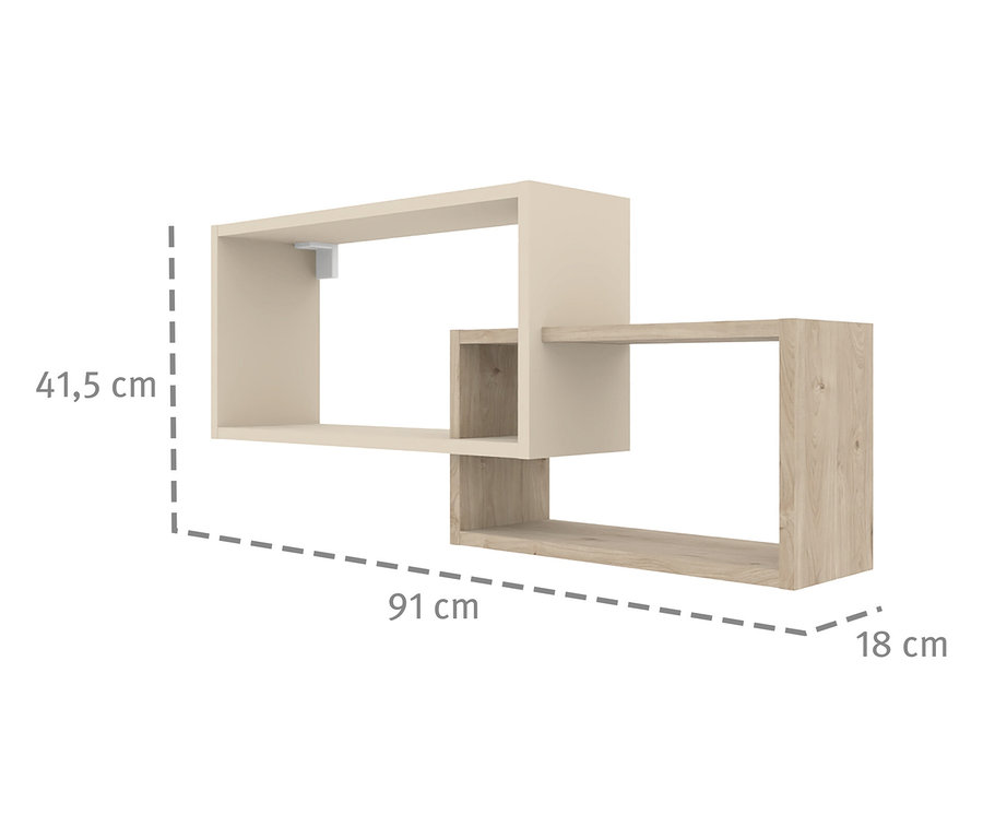 Das Roba Wandregal »Louisa« in Beige und Holzoptik ist an einer weißen Wand montiert.