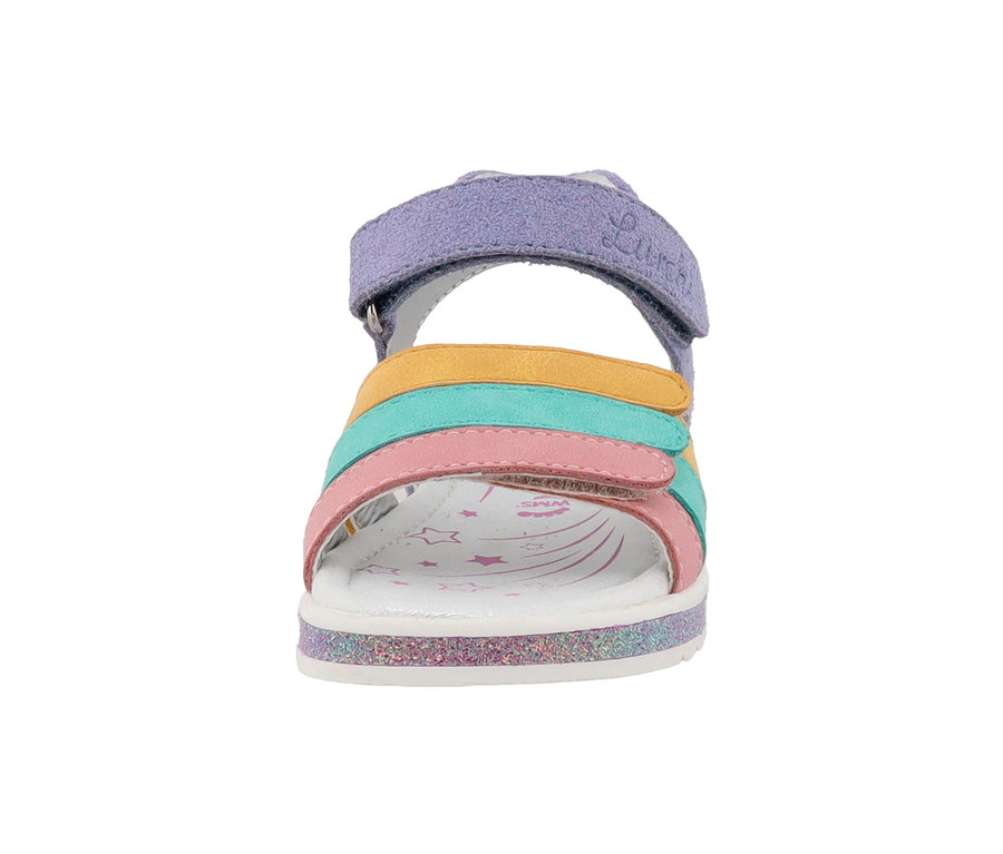 Vorderansicht einer bunten Lurchi Sandale.