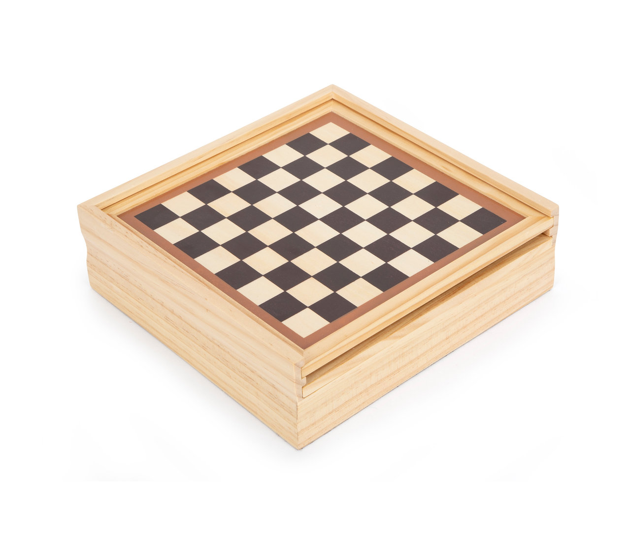 Ein Schachbrett aus der small foot Spielesammlung mit abwechselnd dunklen und hellen Feldern.