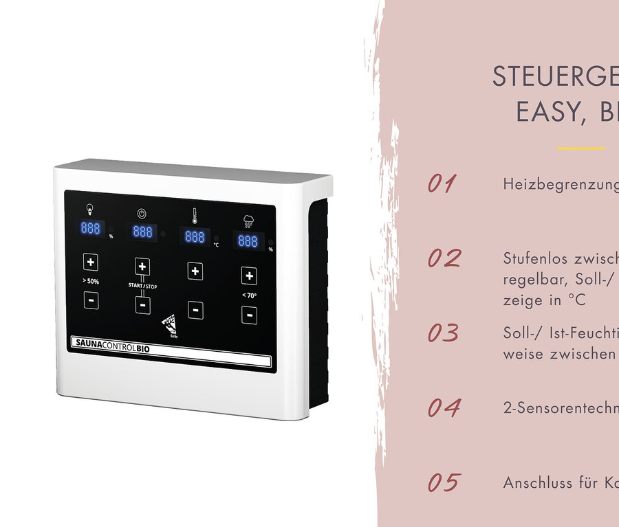 Saunasteuerung mit Display und Tasten.