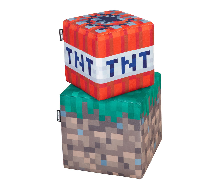 Zwei roba Minecraft Sitzhocker sind aufeinander gestapelt.
