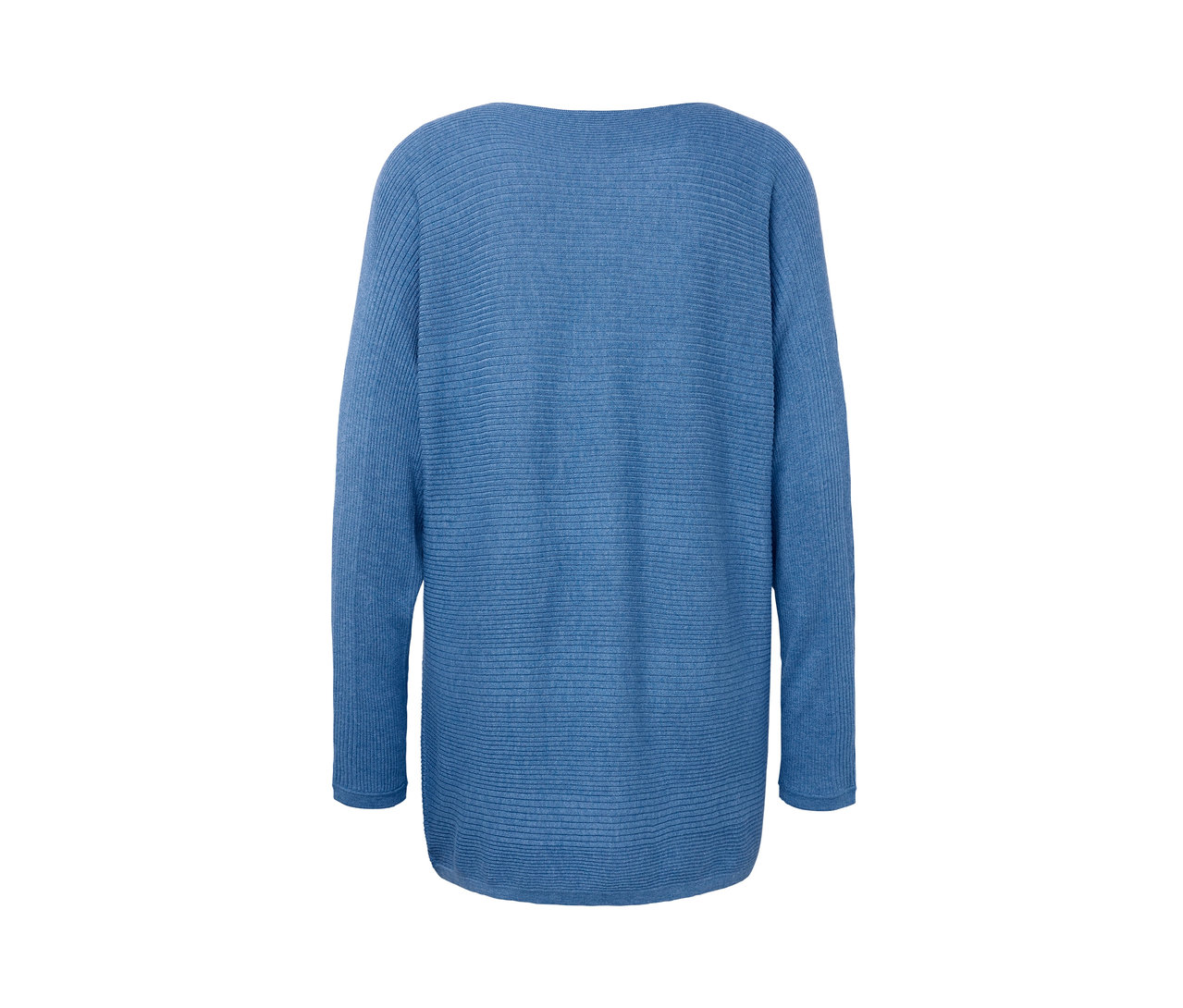 Blauer Feinstrickpullover.