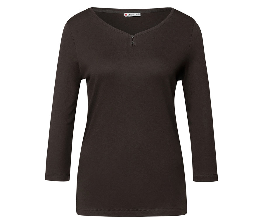 Braunes Street One 3/4-Shirt mit Knopfdetail.