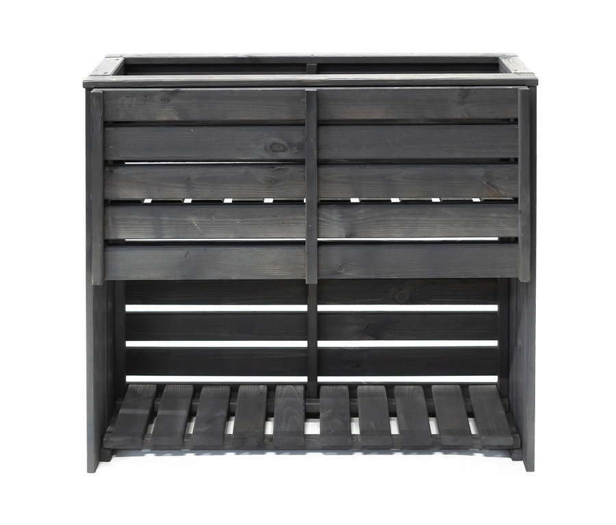 Ein dunkelgraues Hochbeet, ca. 100 x 88 x 30 cm.