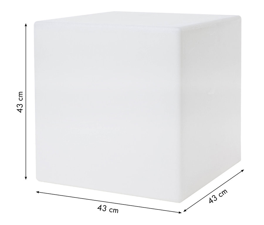 Ein weißer 8 seasons design LED-Leuchtwürfel, 43 cm.