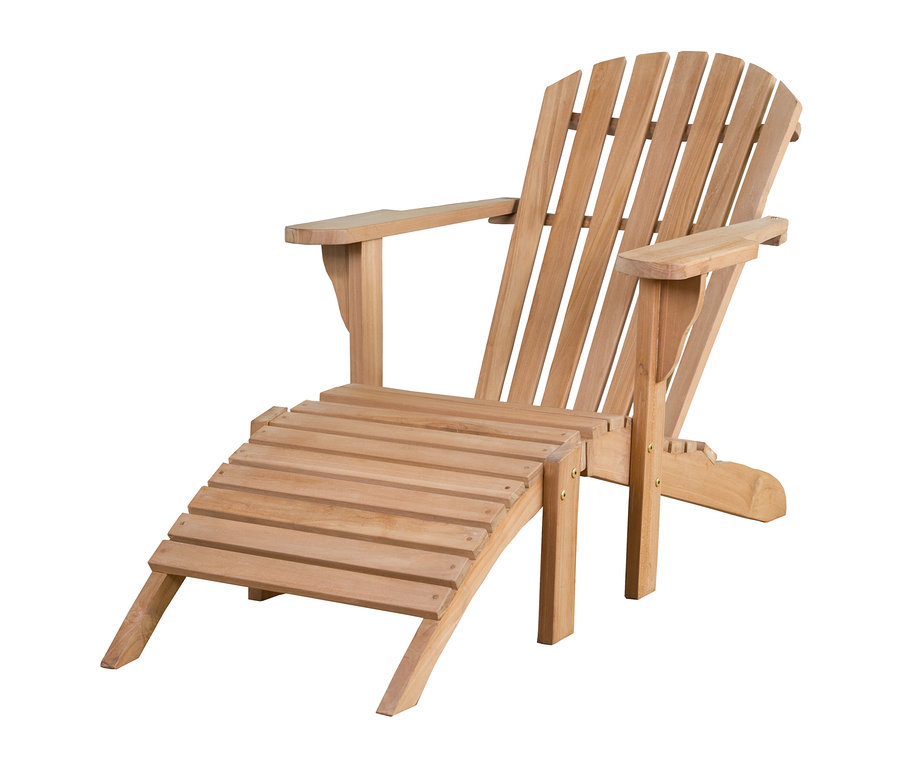 Holzfarbiger deVries Adirondack Sessel inklusive Auflage.