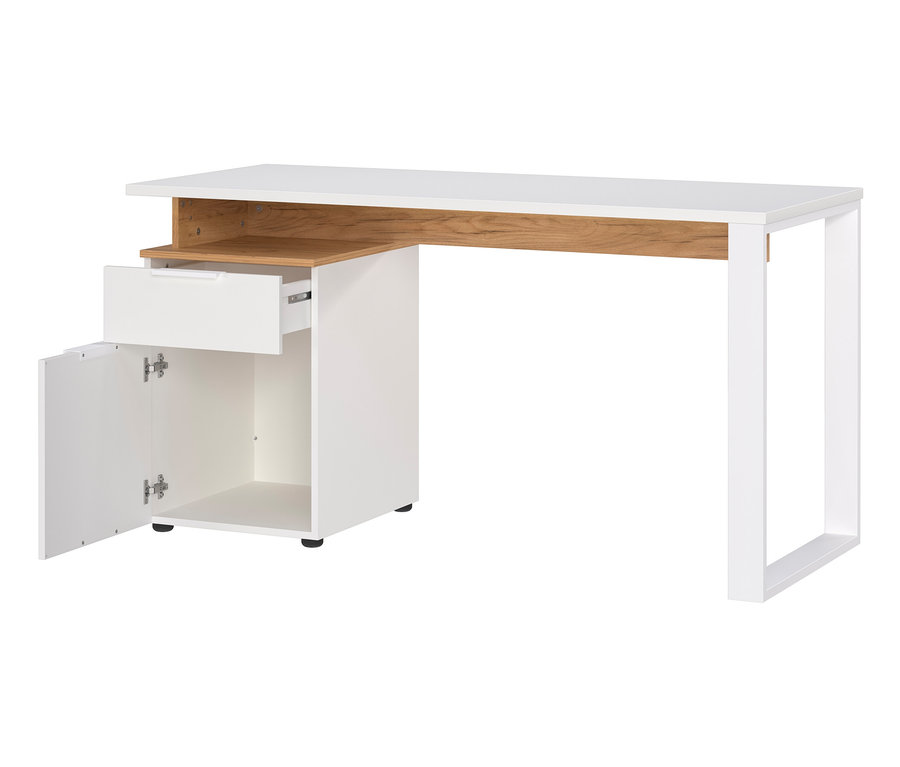 Weißer Schreibtisch mit Container »Hasselt« und geöffneter Tür.