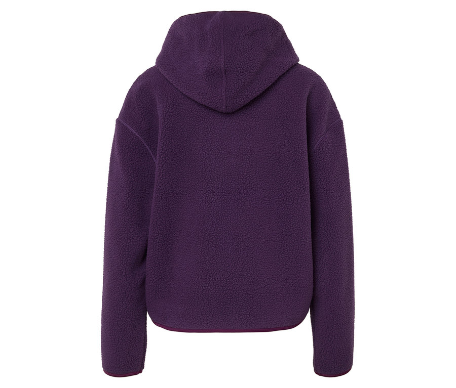 Violetter Fleece-Hoodie von hinten.