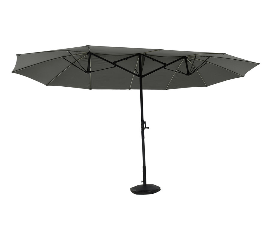 LECO Doppel-Sonnenschirm mit LED-Beleuchtung, oval, ca. 270 x 460 cm, anthrazit.