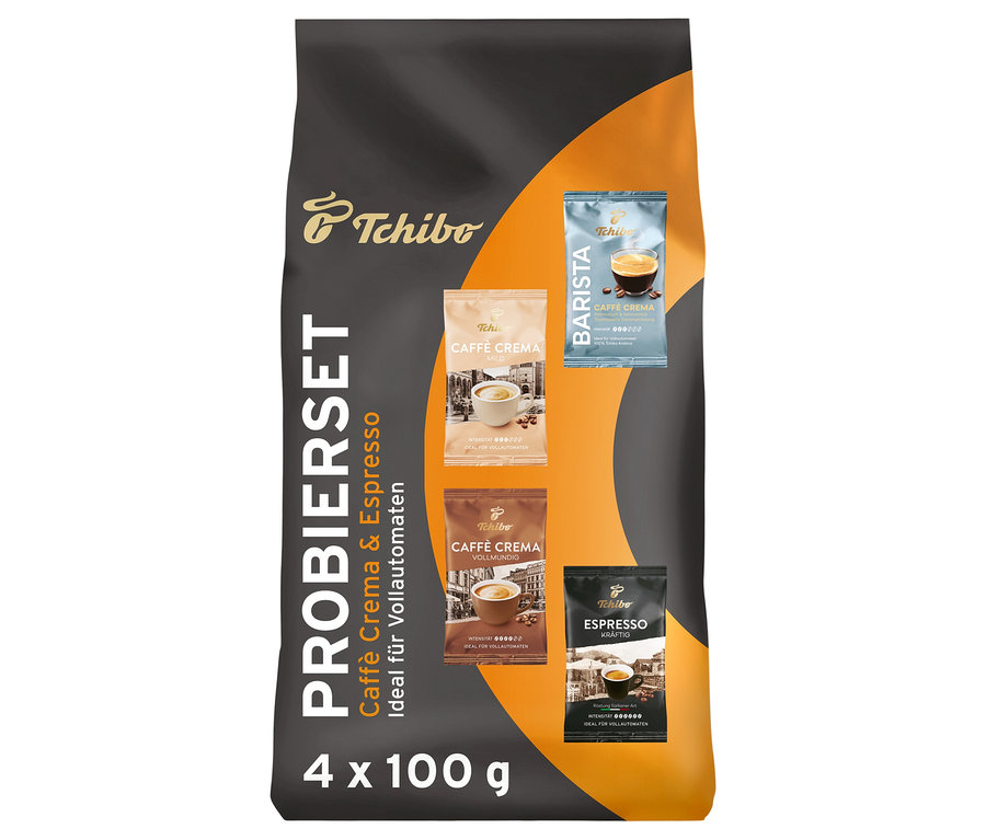 Caffè Crema & Espresso Probierset - 4 x 100 g Ganze Bohne