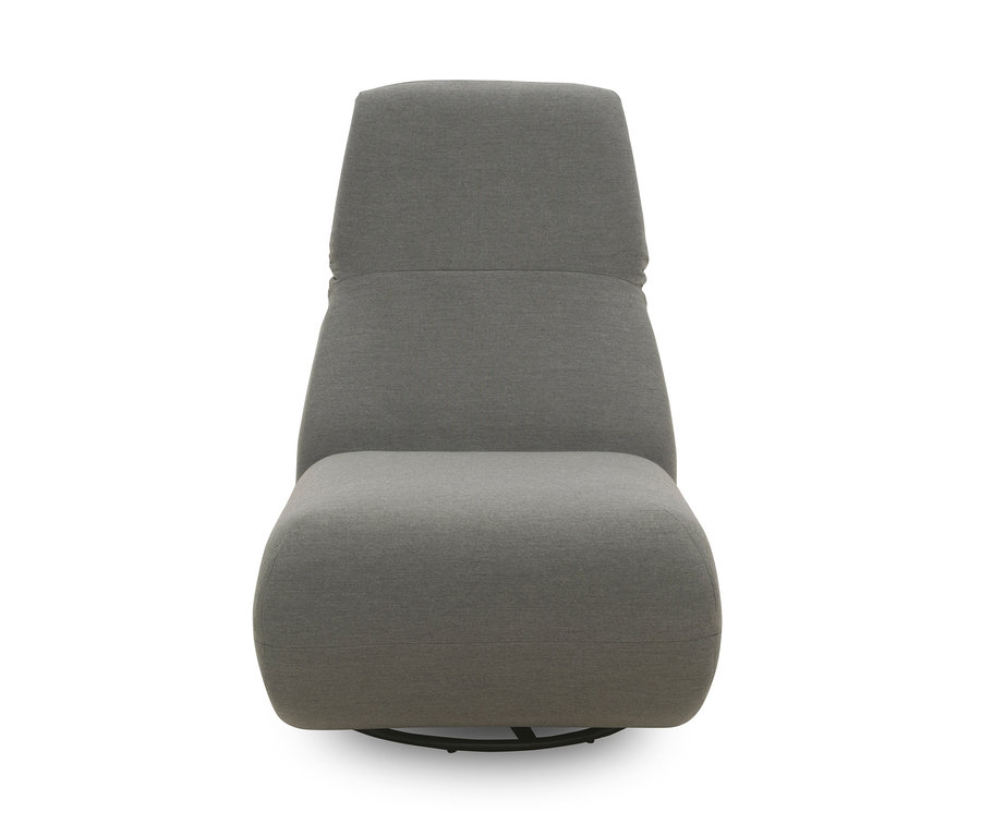 Ein grauer Domo Collection Drehsessel mit Sunbrella®-Stoff, Flanelle.