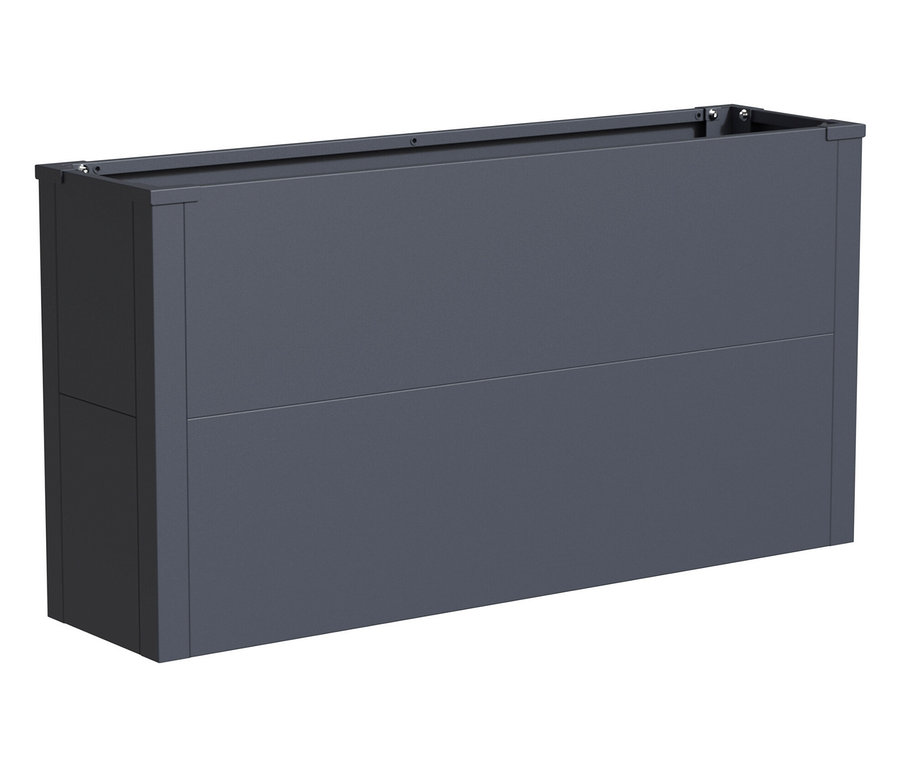 Anthrazitfarbener Pflanzkasten mit Einlegeboden, Höhe ca. 52cm.