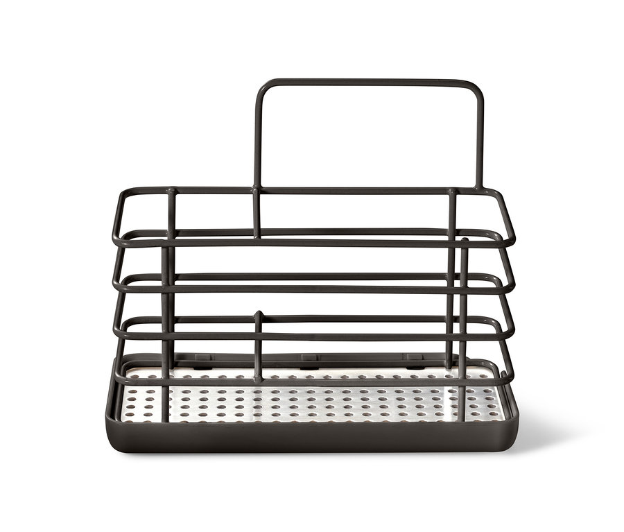 Spülutensilien-Ständer aus Metall.