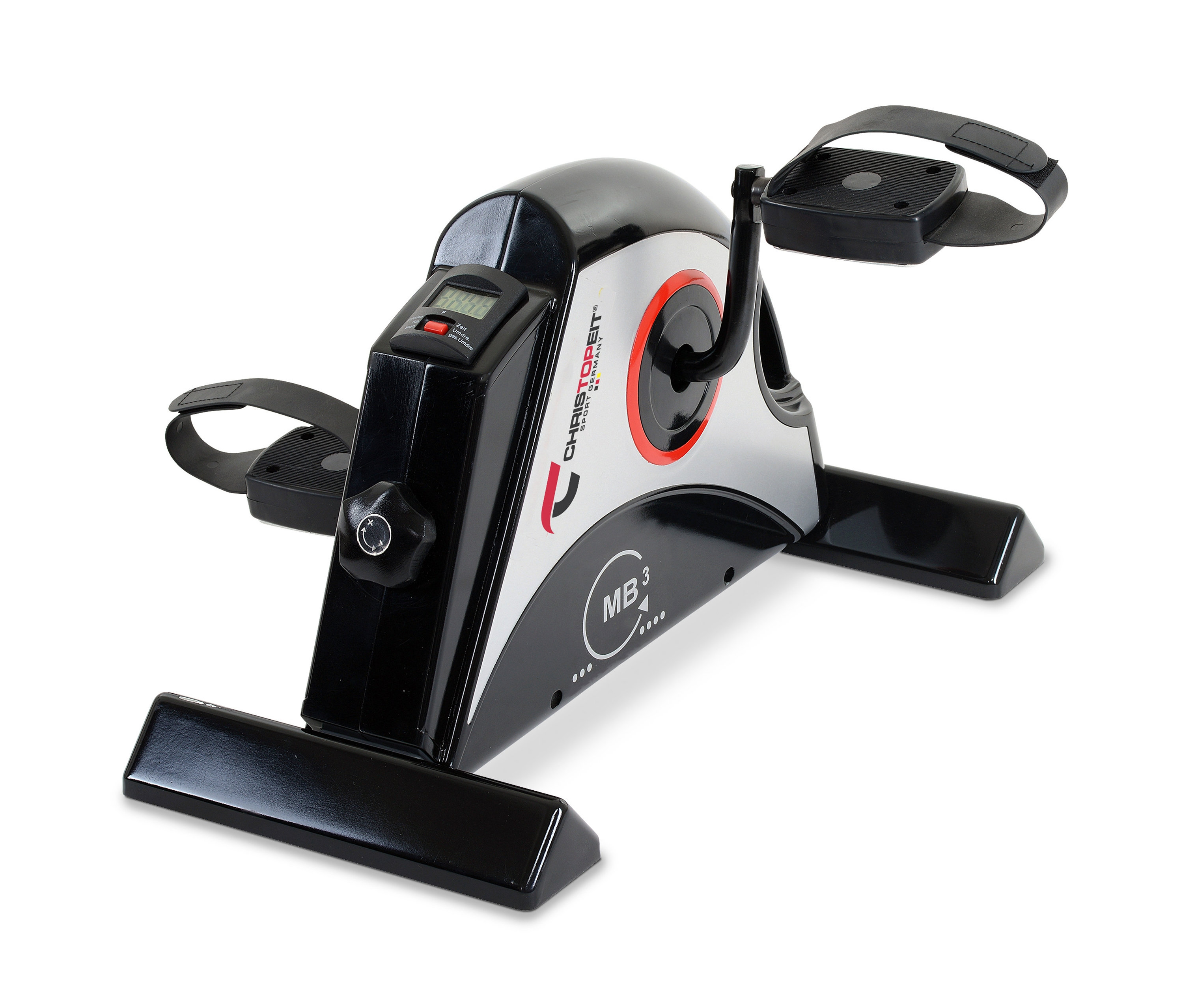 Ein Christopeit Mini Bike »MB 3« in Schwarz und Silber vor weißem Hintergrund.