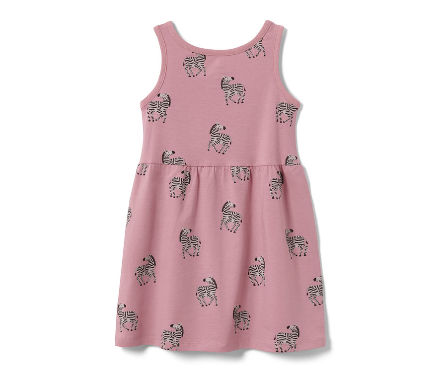 Rosa Kinder-Jerseykleid mit Zebra-Print.