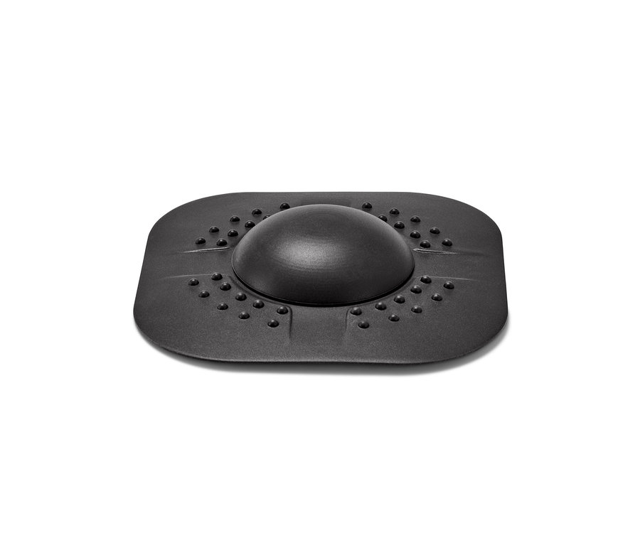 Schwarzes Abflusssieb/-verschluss auf weißem Hintergrund.