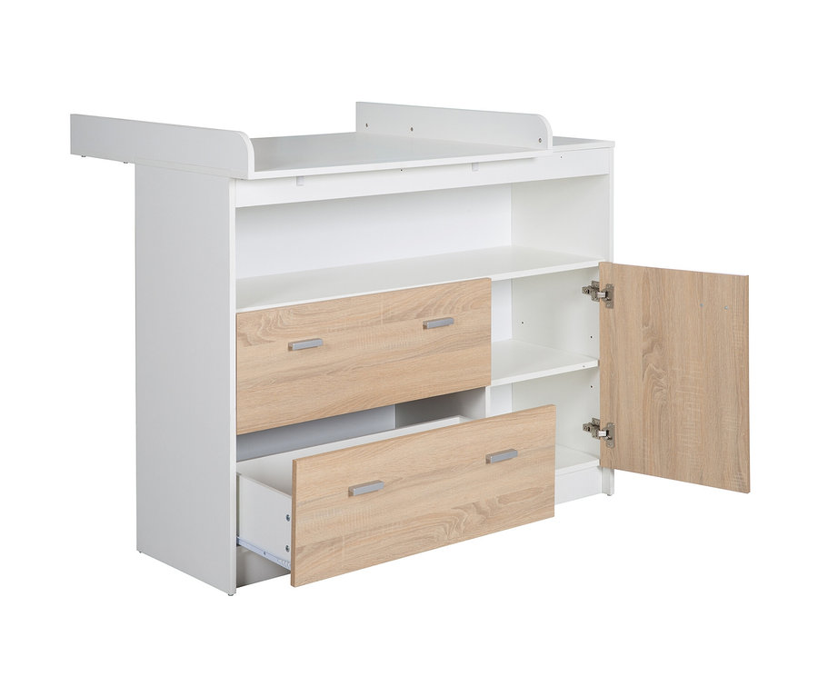 Detail einer Kommode aus dem roba »Gabriella« Kinderzimmerset mit Wickelaufsatz, Schubladen und Schrank.