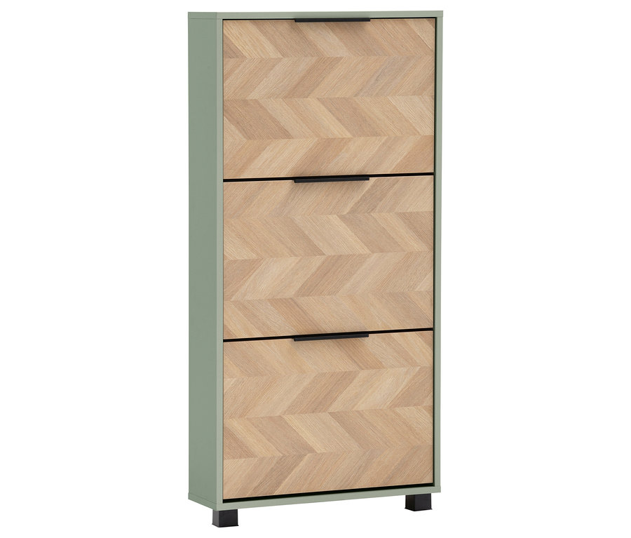 Pistazienfarbener Schuhkipper »Piazza« mit Fischgrätenmuster und drei Klappen.