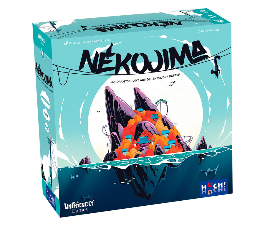 Verpackung des Spiels »Nekojima« mit Illustrationen einer Insel.