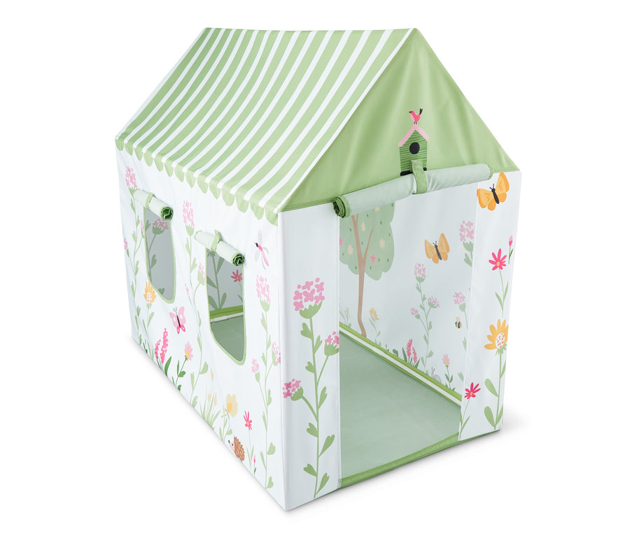 Spielzelt »Gartenhaus« mit Blumen- und Schmetterlingsmotiv.
