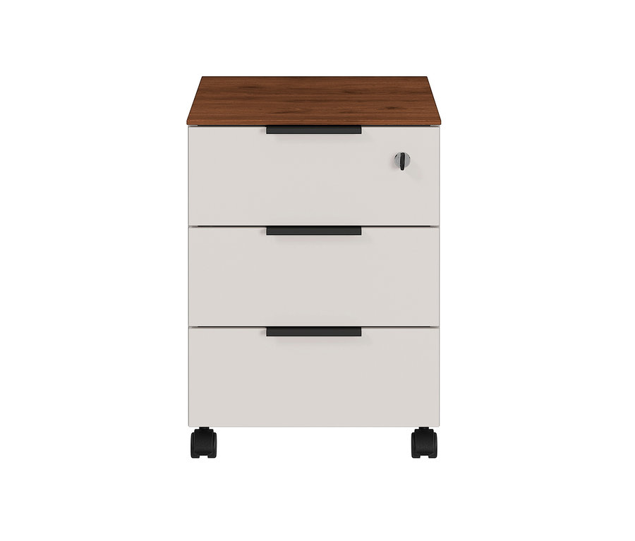 Rollcontainer »GW-ANCONA« mit drei Schubladen und einer Platte in Holzoptik.