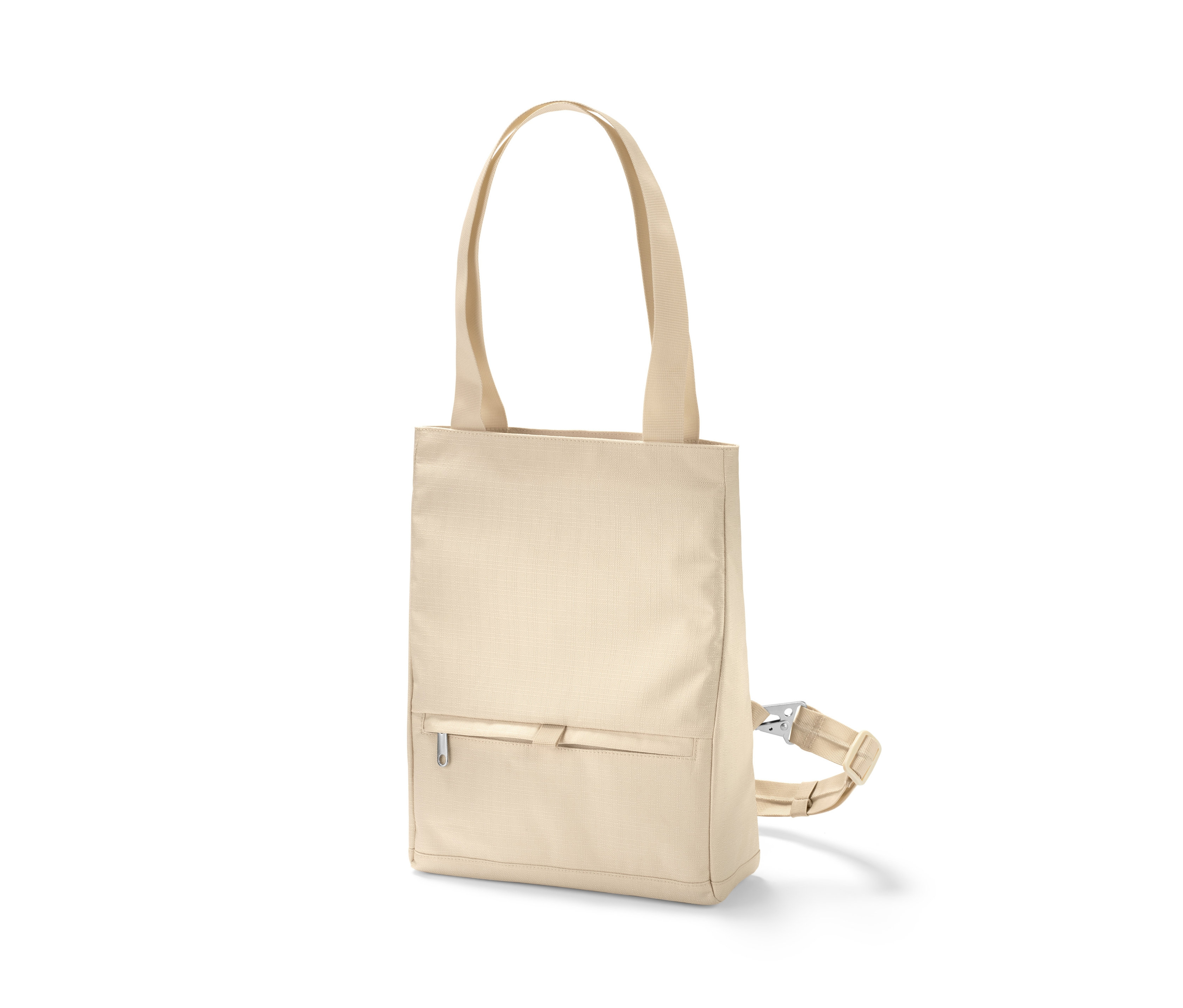 Beige Sicherheits-Umhängetasche.