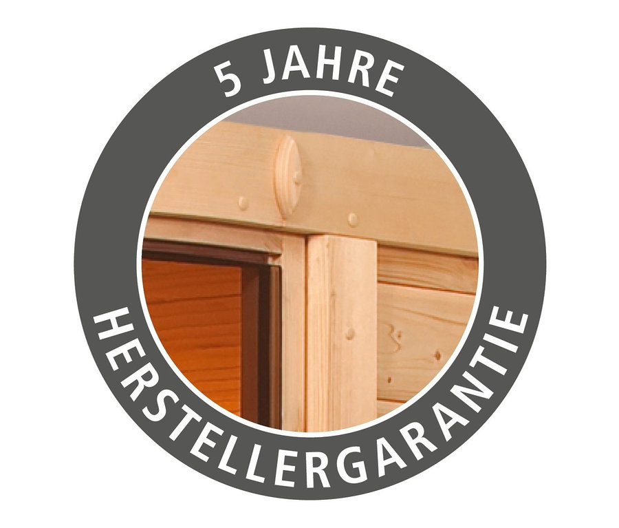 Detailansicht des Rahmens der Karibu Sauna »Scarlett Plus«, Bio mit 5 Jahren Herstellergarantie.