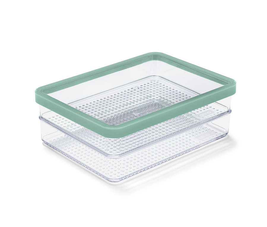 Aufschnittbehälter mit hellgrünem Deckel.