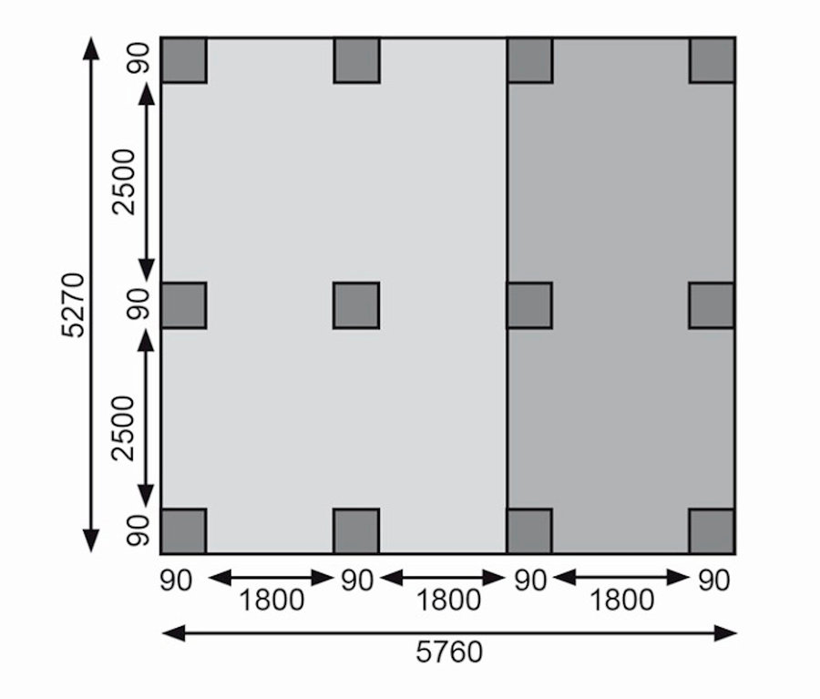 Abmessungen eines Karibu Carport mit Abstellraum, Seiten und Rückwand, 19 mm, (Elco 2).