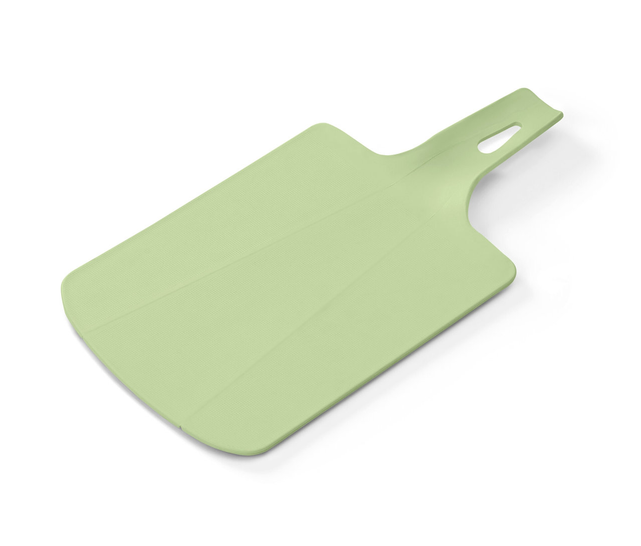 Ein grünes, faltbares Schneidebrett auf einem weißen Hintergrund.