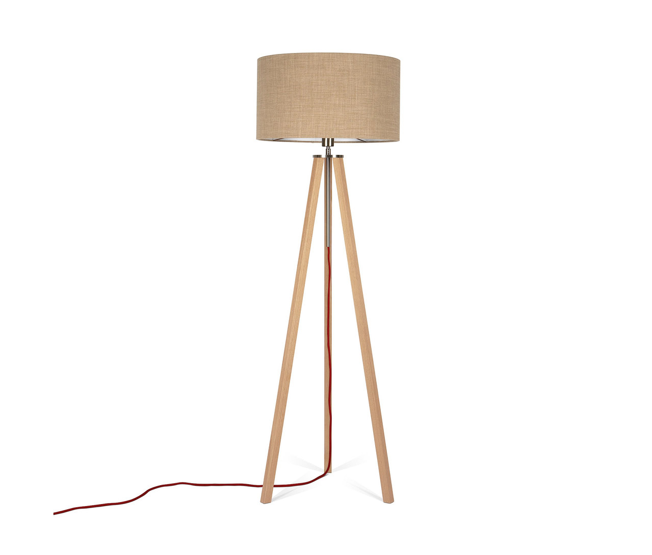 WDM Weihrauch Stehleuchte »Masterpiece No. 1« mit beigem Schirm und hölzernem Stativfuß.